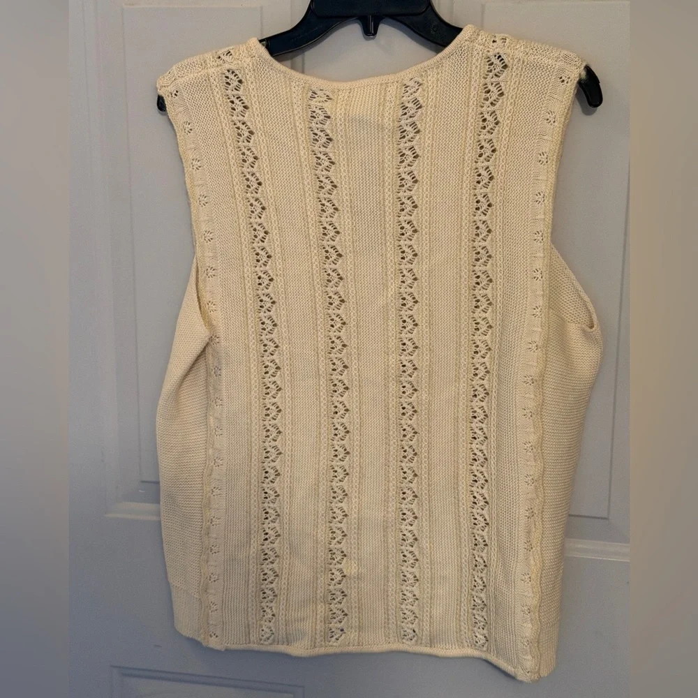 NWT J. Crew Ivory Knit Sleeveless Tank w Crochet Detail - Picture 2 of 4